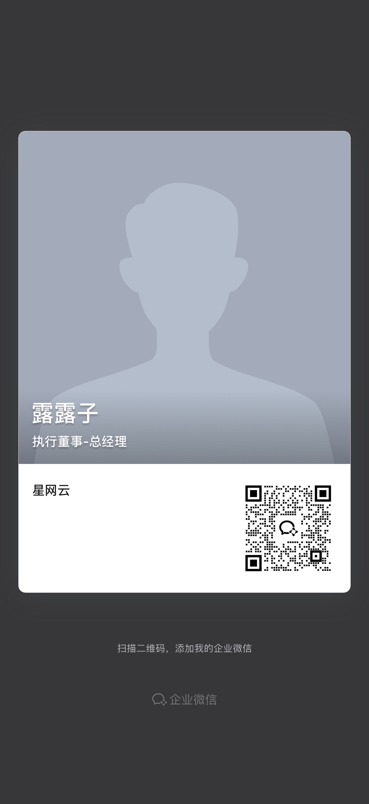 商务名片：露露子 · 执行董事-总经理 · 星网云（扫码添加企业微信）
